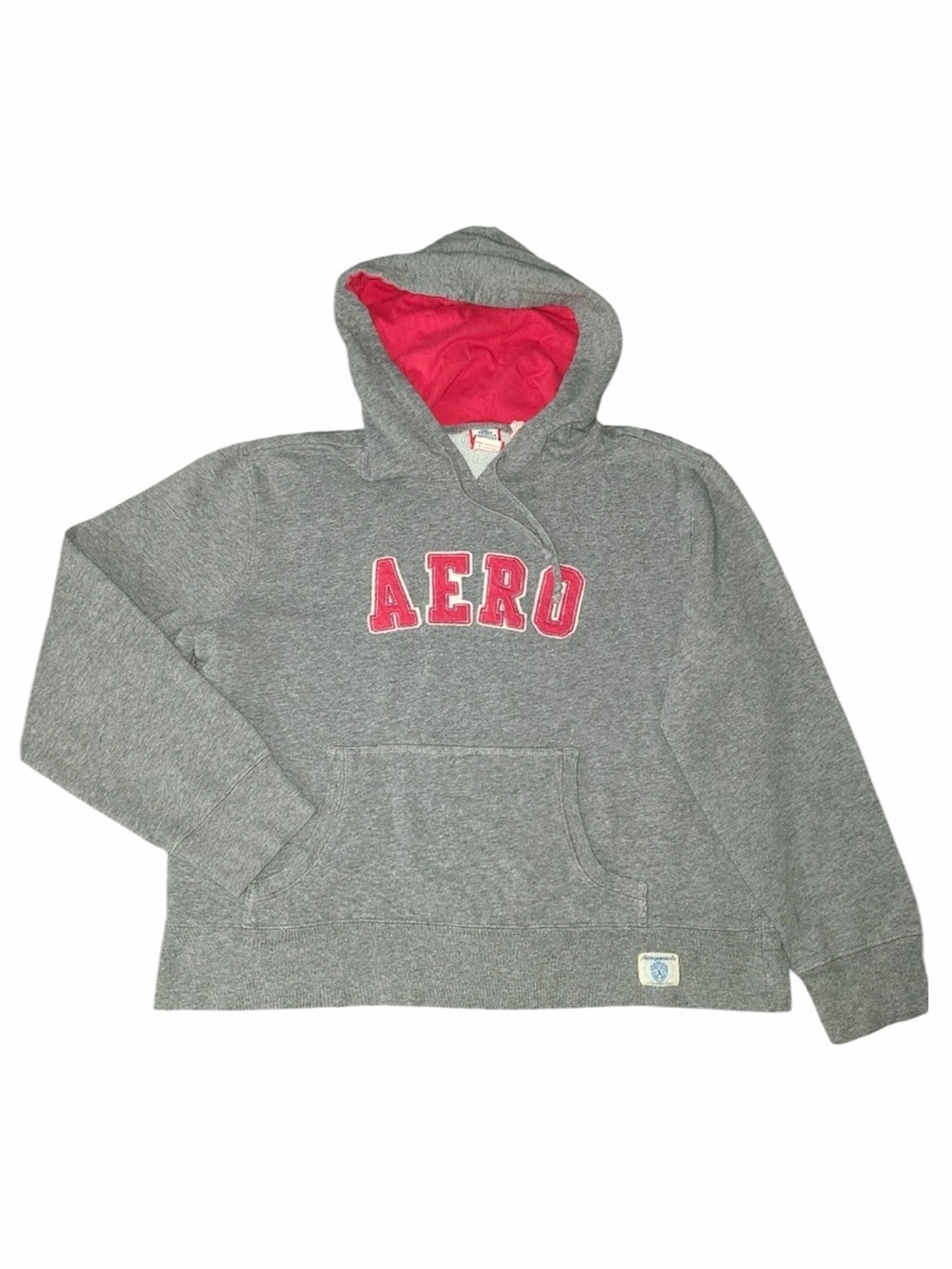 Y2K Aeropostale Women's Grey Hooded AERO‎ Sweatshirt Size Large